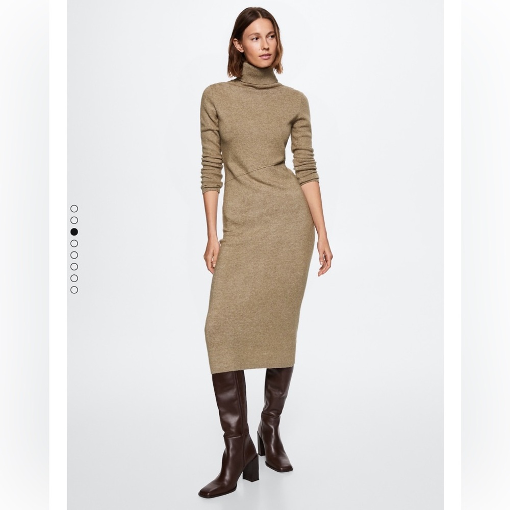 Mango MNG NWT Knitted turtleneck dress brown size small
